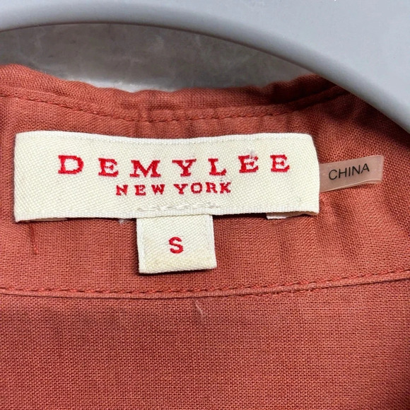 Demylee Button Down Shirt Orange Cotton S Long Sleeve - Picture 3 of 6